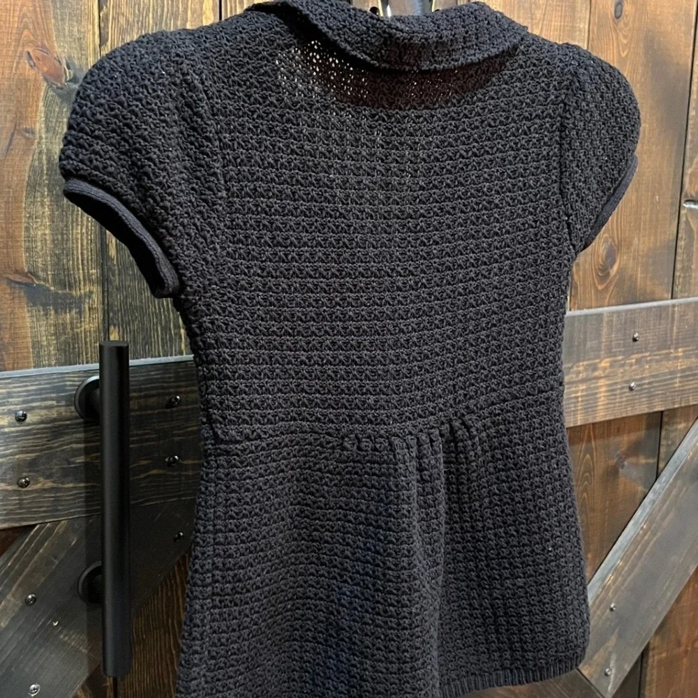 Anthropologie Moth Motion Study Cardigan Size XS Black Bicycle Textured Boho Art - Picture 7 of 7